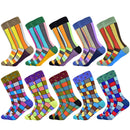 Heißer Verkauf Männer Socken 2020 Neue Bunte Geschenke für Männer Baumwolle Herren Socken Geometrische Gitter Klassische Glückliche Business Casual Socken Männer