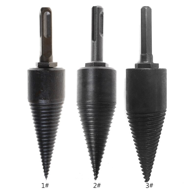 1pc 32mm/42mm HSS Firewood Splitter Drill Bit Round/Hex/Triangle Shank Wood Split Cone Drill Bit Woodworking Tools