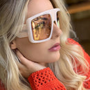Celebrity Large Shield Square Sunglasses Women Brand Oversized Sun Glasses Men Vintage Beige Shades Lady Windshield Oculos UV400