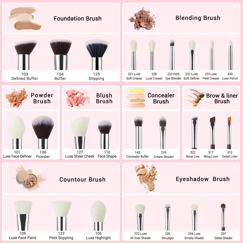 Jessup Make-up-Pinsel-Set, Synthetik-Naturhaar, Foundation, Puder, Blush, Lidschatten, Blender, Liner, Beauty-Kosmetik-Set, 6–25 Stück