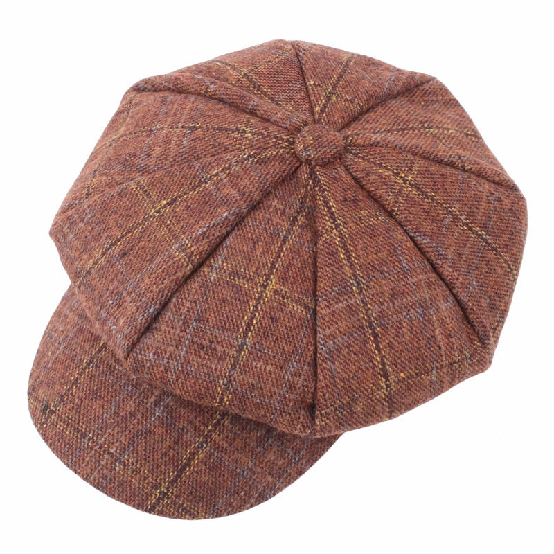 BUTTERMERE Women Wool Tweed Caps Newsboy Female Male Vintage Army Green Plaid Flat Caps Spring Painters Cabbie Duckbill Hat 2022