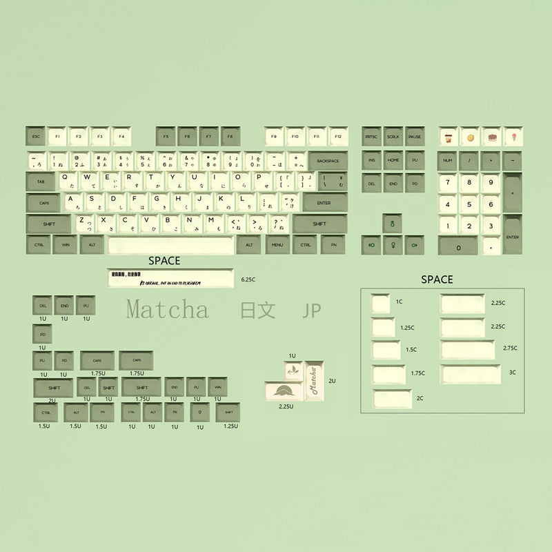 XDA V2 Matcha Green Tea Dye Sub Keycap Set dickes PBT für Tastatur gh60 Poker 87 tkl 104 ansi xd64 bm60 xd68 xd84 xd96 Japanisch