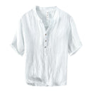 L888 Männer Vintage Leinen T-Shirts Pullover Lässig Frisch Chinesischer Stil V-Ausschnitt Halbarm Mode Urban Dünn Atmungsaktiv T-Shirts Männlich