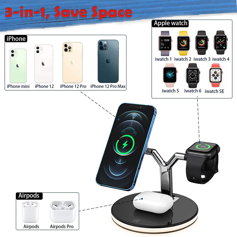 25W 3 in 1 Magnet Qi Fast Wireless Charger für Iphone 12 Mini Pro MAX Ladestation für Apple Watch 6 5 4 3 2 1 AirPods Pro