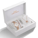 IBSO, conjunto de reloj de cuarzo para mujer, pulsera de diseño de cristal, collar, conjuntos de reloj, joyería femenina, reloj de lujo de plata a la moda, regalo para mujer