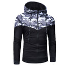Männer Kausal Camouflage Patchwork Sets Camo Reißverschluss Jacke + Hose 2PC Trainingsanzug Sportwear Hoodies Sweatshirt Hosenanzug Plus Größe
