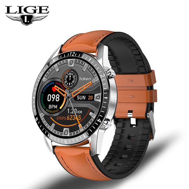 LIGE 2022 Smart Watch Men Full Touch Sport Fitness Watch Blood Pressure Waterproof Bluetooth Call For Android Ios Smartwatch Men