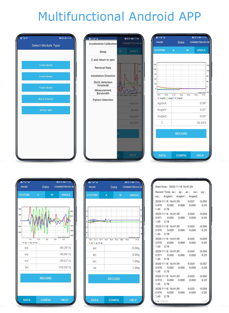 BWT61CL High-Precision Bluetooth Accelerometer+Gyroscope+Angle(XYZ, 100HZ), 6-Axis MPU6050 AHRS Inclinometer, Support PC/Android