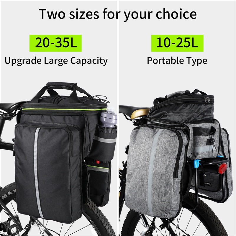 WEST BIKING Waterproof 3 In 1 Expandable Bicycle Trunk Bag Mountain Bike Rear Seat Cargo Carrier Cycling Travel Luggage Pannier