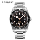 Corgeut Luxury Brand Black Dial Men NH35 Miyota Automatic Mechanical Watch Military Sport Swim Steel Mechanical Wrist Watches