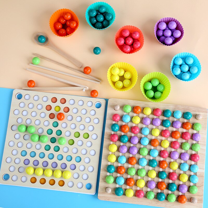 Wooden Beads Game Montessori Educational Early Learn Childrens Clip Beads Puzzle Preschool Toddler Toys Kids For Children Gifts