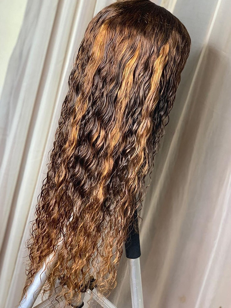 Pelucas de cabello humano con frente de encaje destacado, peluca de densidad 13x1 Hd 250, peluca brasileña de onda profunda sin pegamento, peluca de cabello humano rizado completamente húmedo y ondulado