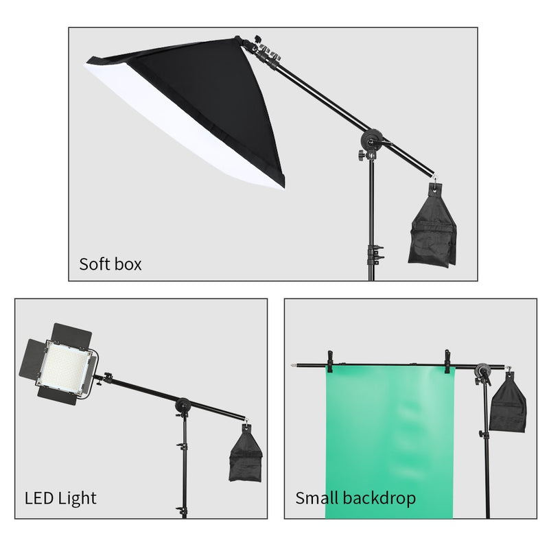 Fotostudio Verstellbarer Cantilever-Ständer Kreuzarm mit Sandsack-Schwenkklemme Verwendung für Lichtstativ-Zubehör Verlängerungsstange 135 cm