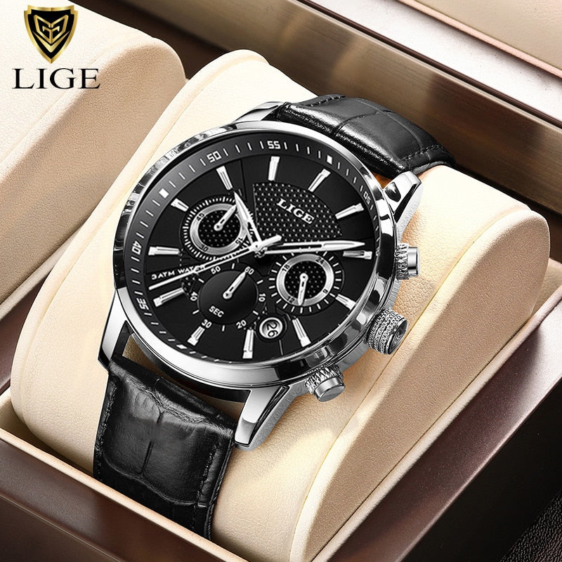 2022 Men's Watches LIGE Top Brand Luxury Men Wrist Watch Men Leather Quartz Watch Sports Waterproof Male Clock Relogio Masculino