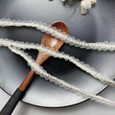 1CM de ancho blanco DIY cosido a mano perla brillo cuentas trenza encaje cinta boda vestido faldas Collar escote DIY costura apliques