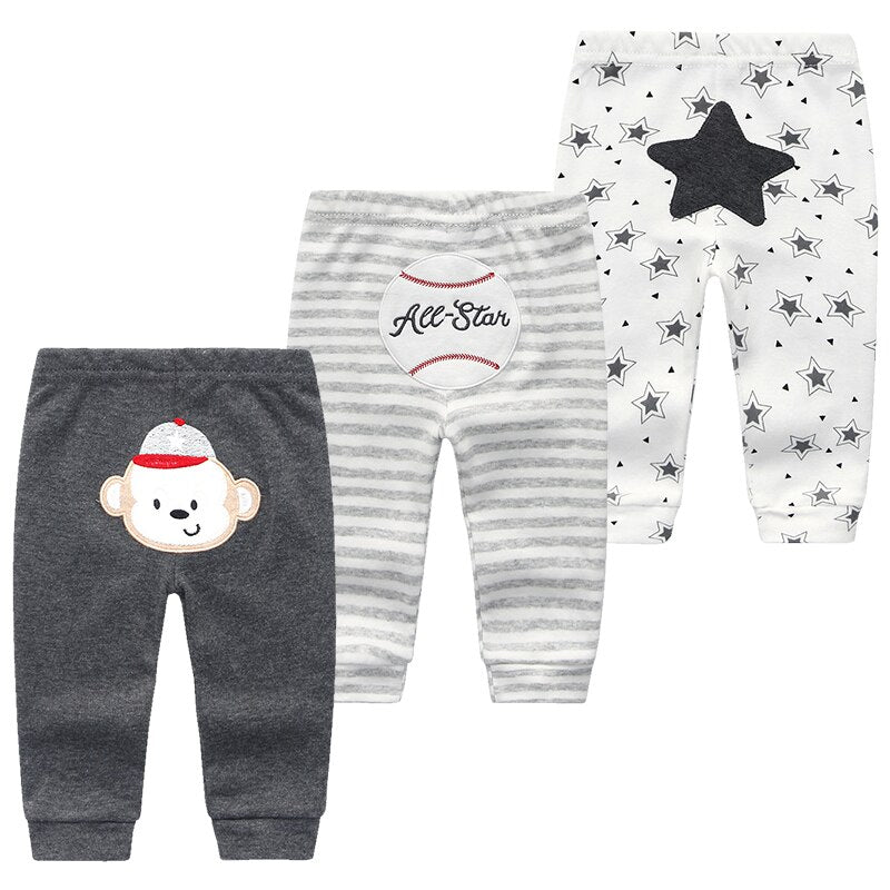 3Pcs/lot Cartoon Print Baby Pants Cotton Baby Leggings Autumn Toddler Boy Girl Pants Newborn Infant Clothing 3 6 9 12 18 24M