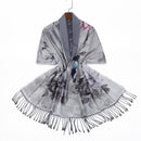 Silk digital printed  double-sided brushed shawl