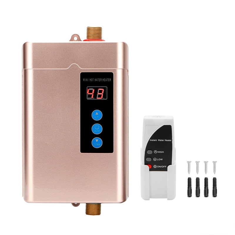 Calentador de agua eléctrico Digital Control remoto calentador de agua instantáneo sin tanque para cocina baño ducha agua calentamiento rápido