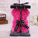 25*16 Cm Diy Teddy Rose Bear with Box Artificial PE Flower Valentine&