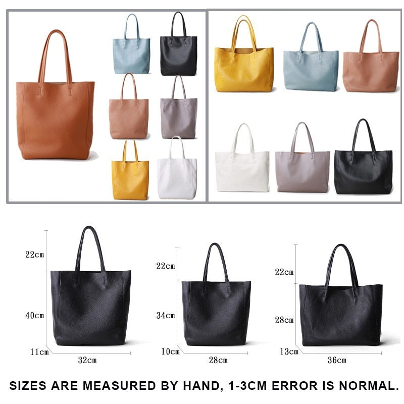 Einfache Casual Leder Frauen Umhängetasche Luxusmarke Designer Echtes Leder Dame Handtaschen Pendlertasche Große Weibliche Totes Tasche