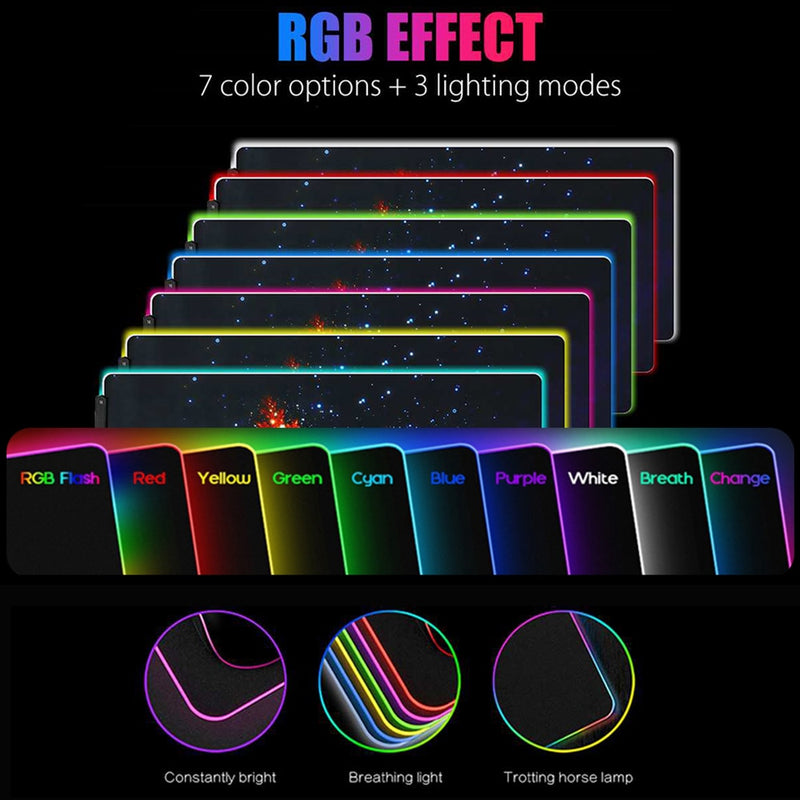 CSGO 900 x 400 mm Gaming-Mauspad RGB Großes Mauspad Gamer-Computer-Mauspad LED-Hintergrundbeleuchtung Teppich-Mauspad XXL Tastatur-Schreibtischunterlage