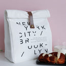 Cotton Lunch Box Bag Simple Letters Insulation Picnic Pack Fresh Cloth Bag Food Container V-coool Students Travel Container