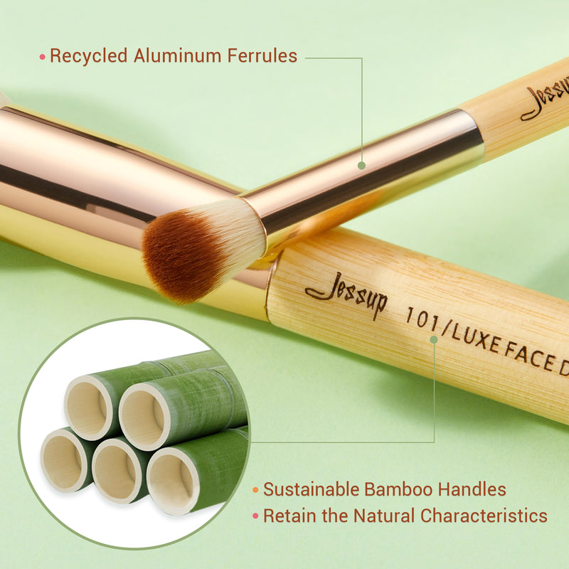 Jessup Bamboo 15pcs Beauty Professional Makeup Brushes Set Make up Brush Tools kit Foundation Powder Definer Shader Liner