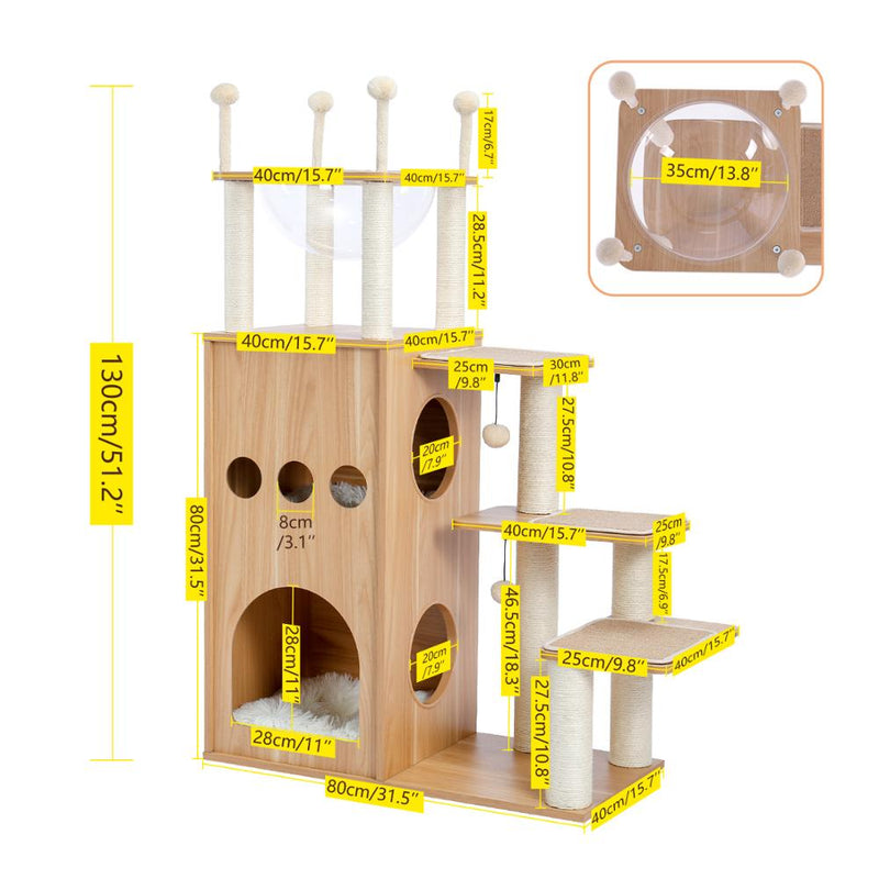 Inches Multi-Level Cat Tree Modern Cat Activity Tower with Sisal Scratching Posts Hammock and Extra-Large Top Perch Cat Toy