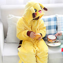 Familie Halloween Cosplay Kostüm Tier Gelb Anime Pyjama Winter Warm Cartoon Nachtwäsche Passende Outfits Mutter Kinder Onesie