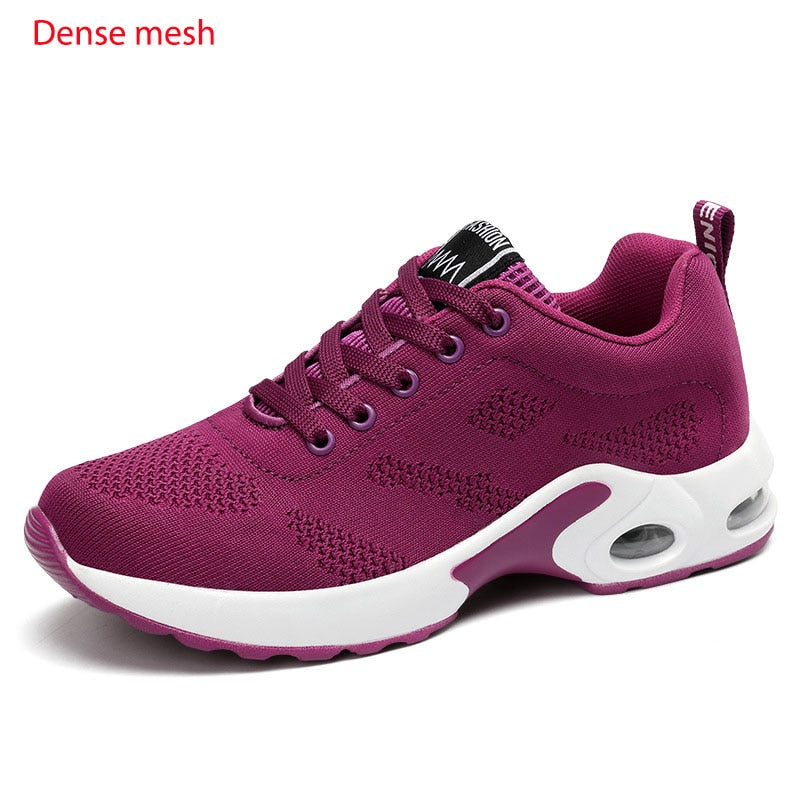 Casual Damen Turnschuhe Luftkissen Plattform Flache Schuhe Femme Tennis Trainer Atmungsaktiver Fliegendraht Hit Color Comfort Zapatos Mujer