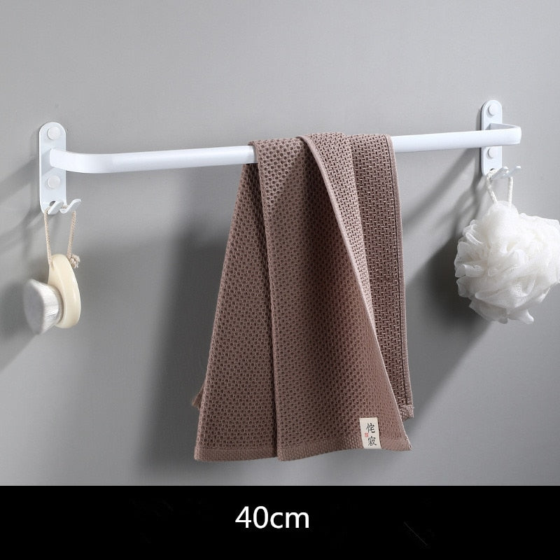 Tuqiu-colgador de toallas montado en la pared, toallero de 30-50 CM, toallero de baño, toallero de aluminio negro, barra de toallero, toallero blanco