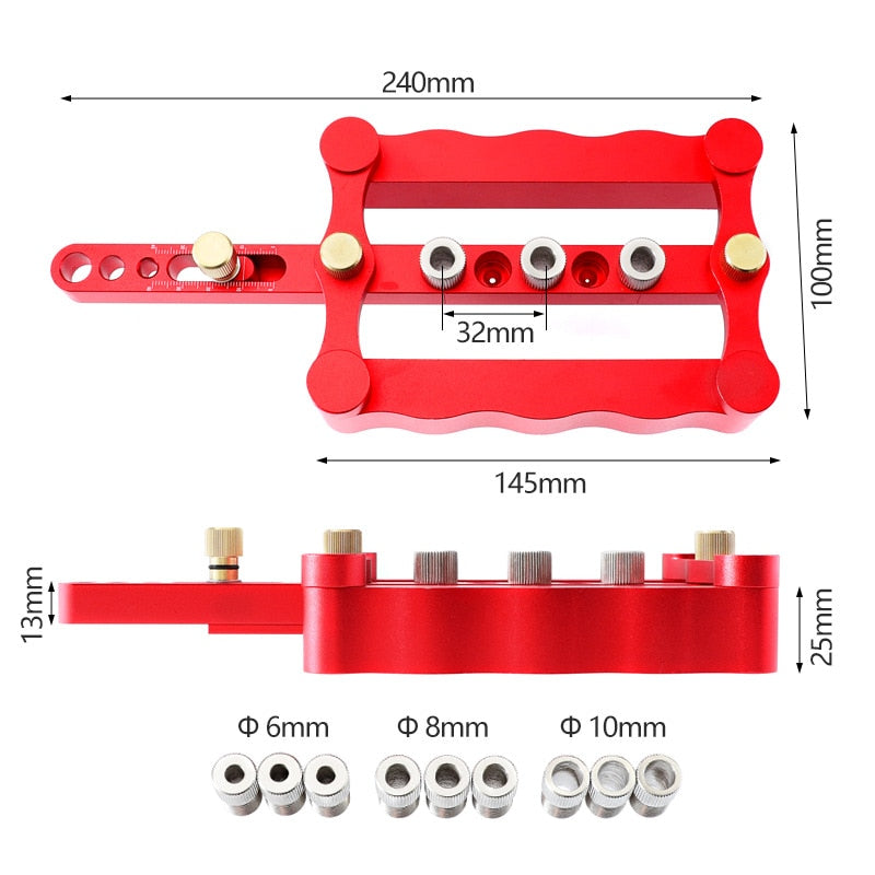 ALLSOME 6/8/10mm Self-centering Woodworking Doweling Jig Drill Guide Wood Dowel Puncher Locator Tools Kit for Carpentry