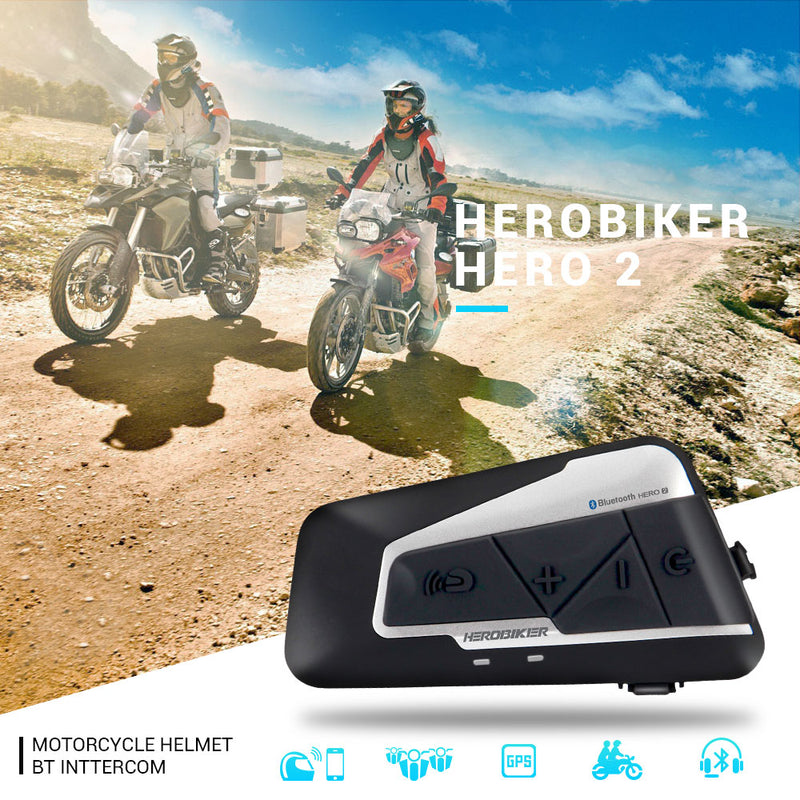 HEROBIKER Motorcycle Helmet Intercom Waterproof Speaker Interphone Moto Headset 1200M Wireless Bluetooth Helmet  Interphone