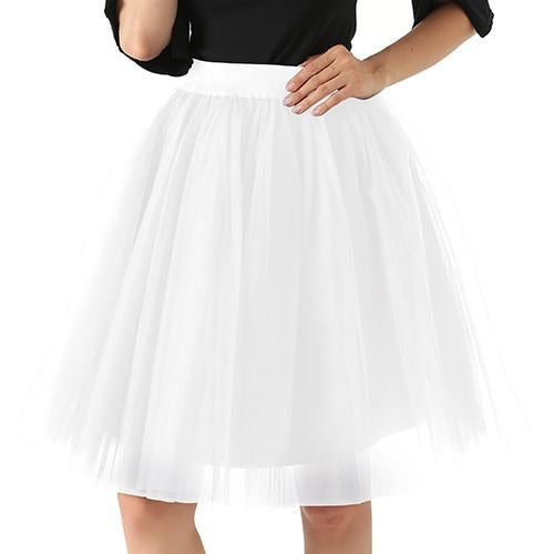 Qualität 5 Schichten Mode Tüllrock Plissee TUTU Röcke Damen Lolita Petticoat Brautjungfern Midirock Jupe Saias Faldas