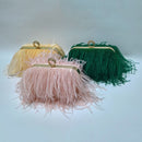 Designer Ostrich Fur Feather Wallet Clutch Bag Women Clutch Diamond Knuckle Rings Dinner Evening Bag Chain Purses Party XA531H