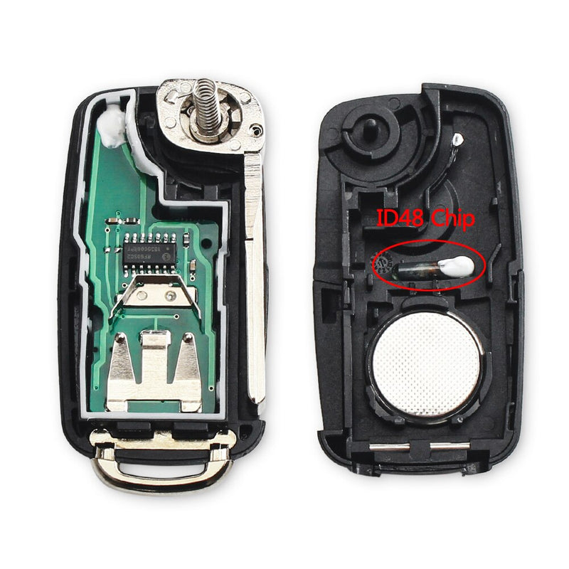 KEYYOU Flip Folding Remote Autoschlüssel Fob für Volkswagen VW Tiguan GOLF PASSAT Polo Jetta Beetle Hella 434MHz ID48 Chip 5K0837202AD