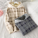 Frauen Fleece Hoodies Sweatshirt 2021 Winter Plaid Pirnted Baumwolle Kapuzen Sweatshirt Lässige Lose Kapuzenpullover Oversize Jacke
