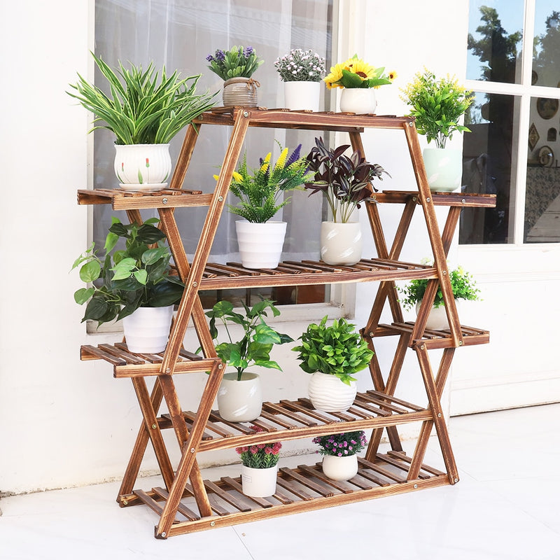 Large Triangular Wood Plant Stand Indoor 6 Tier Flower Pot Holder Shelf Corner Display Rack Organizer Shelves