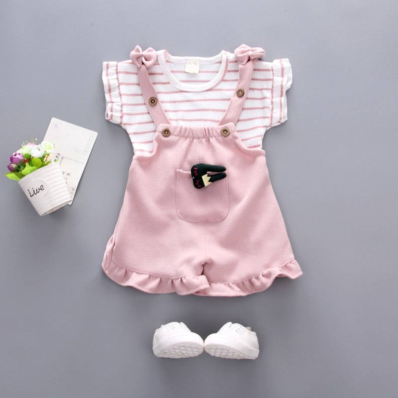 Infant Baby Girl Baby Summer Clothing Striped Top Strap Shorts Set for Newborn Baby Girls Clothes 1st Birthday Outfits Cool Sets