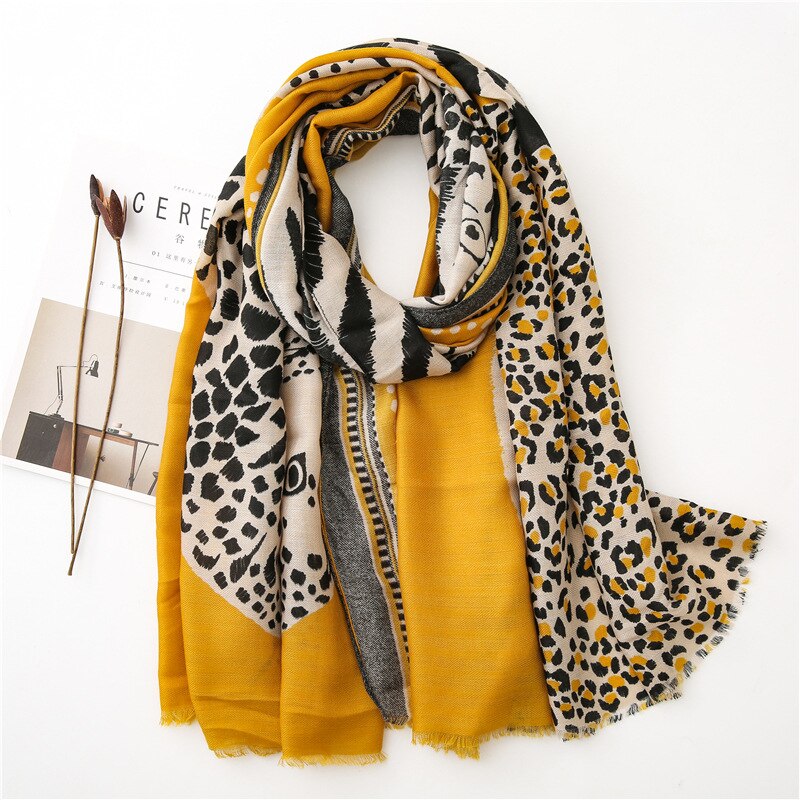 2021 Fashion Women Gradient Leopard Print Scarf Soft Pretty Big 180*100cm Leopard Stole Thin Warm Large Shawls cachecol Wraps