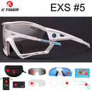 X-TIGER Photochrome Fahrradbrille 5 Linsen UV400 Mountainbike Brille Herren Outdoor Sport Fahrradbrille mit Myopie Rahmen