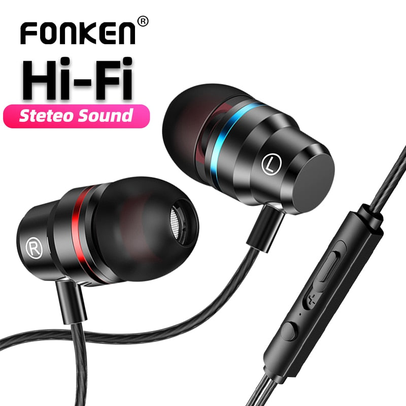 In Ear Stereo Earphone 3.5mm AUX Wired Control Earbuds With Mic In-ear Metal Bass Smartphone Earphone Sport Volume Music Headset