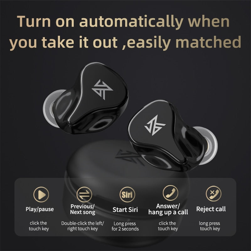 KZ Z1 Pro TWS Koptelefoon True Draadloze Game Oordopjes Touch Control Noise Cancelling Bluetooth-compatible HiFi Sport Headset