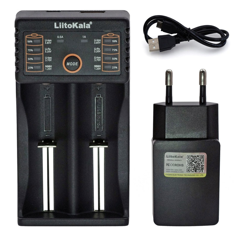 Liitokala Lii402 Lii202 Lii100 LiiS1 18650 Ladegerät 1,2 V 3,7 V 3,2 V AA/AAA 26650 NiMH Li-Ionen-Akku Smart Charger 5 V 2 A EU-Stecker