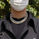 THE BLING KING 9 mm Schnalle Link Pave Iced CZ Cuban Link Halsketten Goldfarbe Luxus Bling Bling Schmuck Mode Hiphop für Männer