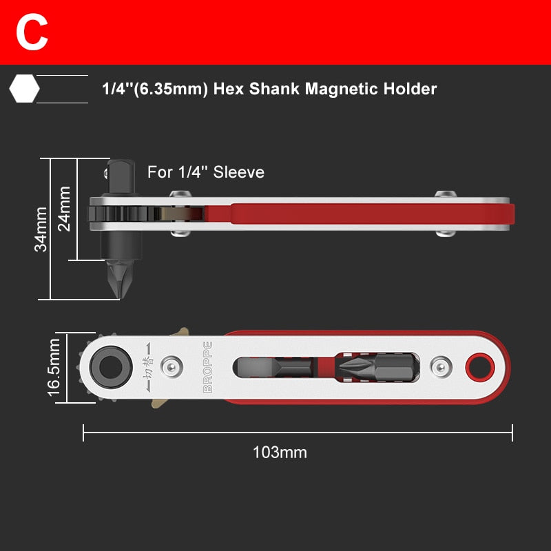 3Choices Mini Magnetic Ratchet Wrench 1/4&quot; Hex Shank Screwdriver Handle For Narrow Space DIY Hand Tools Set