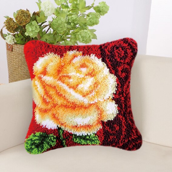 14 Style Flowers Latch Hook Kit Embroidery Crocheting Cross Stitch Latch Hook Needlework Knitting Embroidery Kits Pillows