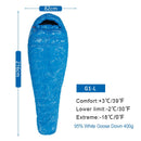 AEGISMAX 95% weiße Gänsedaunen-Mumien-Camping-Schlafsack Kalter Winter Ultraleichtes Schallwand-Design Camping Spleißen FP800 G1-G5