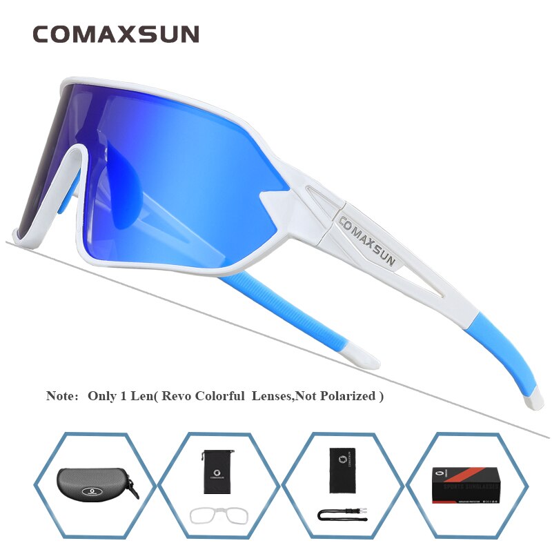 COMAXSUN Polarisierte Fahrradbrille 5 Linsen MTB Rennrad Sport Spiegel Sonnenbrille Reitbrille Anti-UV400 Fahrradbrille