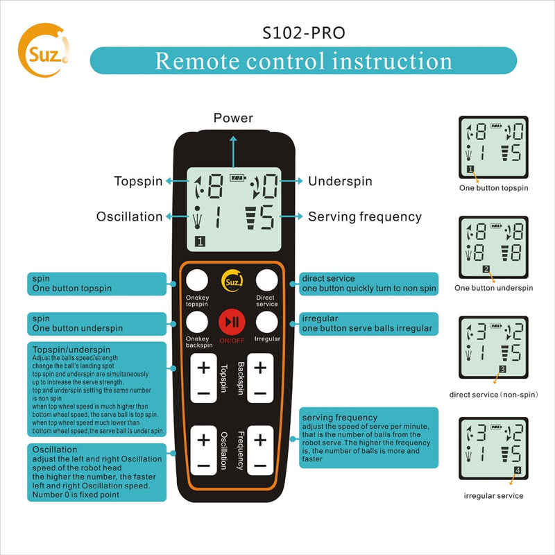 Suz Tischtennis-Roboter Ping-Pong-Ball-Maschine S102 Drahtlose ferngesteuerte automatische Tischtennis-Maschine für das Training mit 40 mm